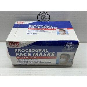 CVS Procedural Face Masks With Earloops - 50 Pack New in Box